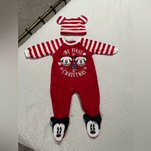 Disney Red and White 'My First Christmas' Footie
